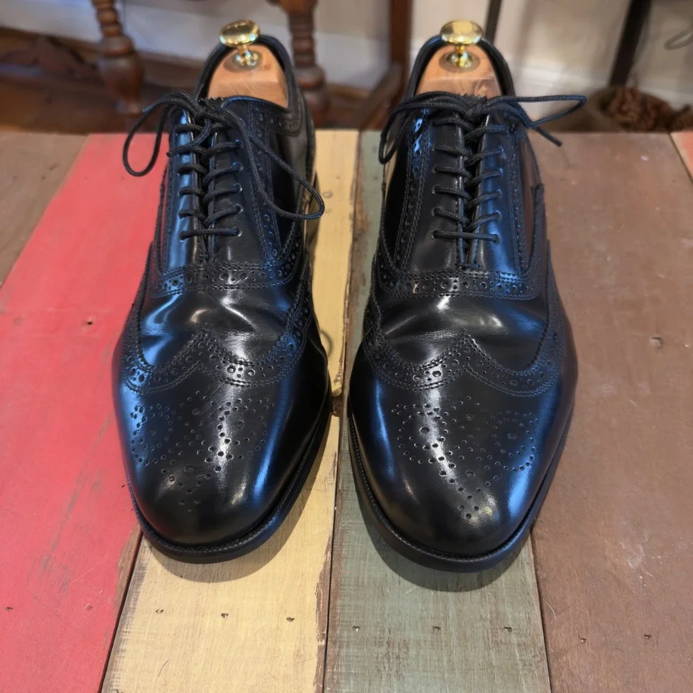 Florsheim Mens Lexington Wingtip Oxford 17066-01 Dress Shoes 9 EEE Black Leather